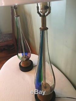 Mid Century Pair Murano Barovier & Toso Attributed Handblown Glass Lamps