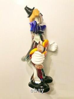 Mid-Century Venetian Italy Murano Hand-Blown 9 Art Glass Clown withBottle