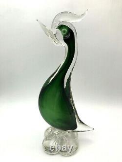 Mid-century Hand Blown Murano Art Glass Green Duck