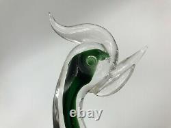 Mid-century Hand Blown Murano Art Glass Green Duck