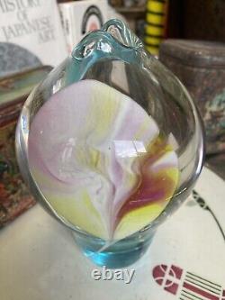 Mid-century Seguso Murano Hand-blown Aqua Blue Glass Vase Flowers