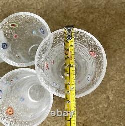 Millefiori Bubble Hand Blown Art Glass Drinking Tumbler Set Of 7