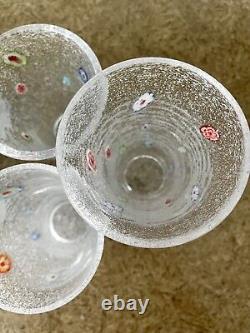 Millefiori Bubble Hand Blown Art Glass Drinking Tumbler Set Of 7