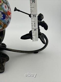 Millefiori Murano Hand Blown Art Glass Shade Table Lamp withMetal Base Unmarked