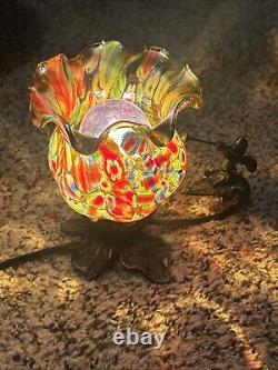 Millefiori Murano Hand Blown Art Glass Shade Table Lamp withMetal Base Unmarked