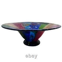 Millefiori Murano Hand Blown Italian Art Glass Large Centerpiece Bowl Rainbow