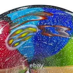Millefiori Murano Hand Blown Italian Art Glass Large Centerpiece Bowl Rainbow