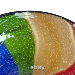 Millefiori Murano Hand Blown Italian Art Glass Large Centerpiece Bowl Rainbow