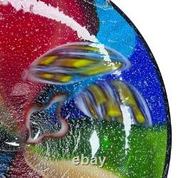 Millefiori Murano Hand Blown Italian Art Glass Large Centerpiece Bowl Rainbow