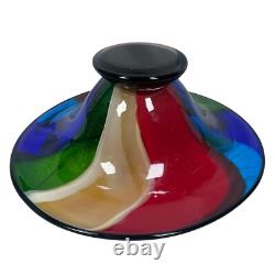 Millefiori Murano Hand Blown Italian Art Glass Large Centerpiece Bowl Rainbow