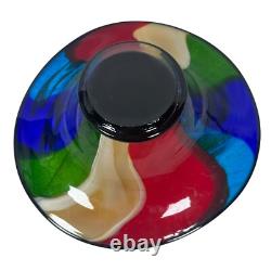 Millefiori Murano Hand Blown Italian Art Glass Large Centerpiece Bowl Rainbow