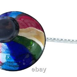 Millefiori Murano Hand Blown Italian Art Glass Large Centerpiece Bowl Rainbow