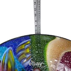 Millefiori Murano Hand Blown Italian Art Glass Large Centerpiece Bowl Rainbow