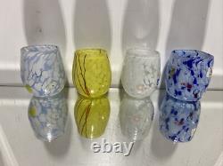 Mix 4 Murano Millefiori Murrinas Vitrum Drinking Art Glasses Hand Blown Italy 3