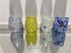 Mix 4 Murano Millefiori Murrinas Vitrum Drinking Art Glasses Hand Blown Italy 3