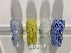 Mix 4 Murano Millefiori Murrinas Vitrum Drinking Art Glasses Hand Blown Italy 3