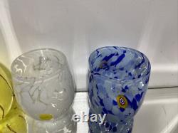 Mix 4 Murano Millefiori Murrinas Vitrum Drinking Art Glasses Hand Blown Italy 3