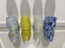 Mix 4 Murano Millefiori Murrinas Vitrum Drinking Art Glasses Hand Blown Italy 3