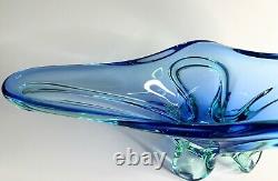 Modern Blue Green Large Decorative Hand Blown Murano Glass Bowl VIDEO