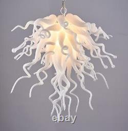 Modern Milk White Hand Blown Murano Premium Glass Chandelier Light Fixture LR001