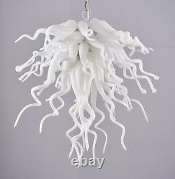 Modern Milk White Hand Blown Murano Premium Glass Chandelier Light Fixture LR001