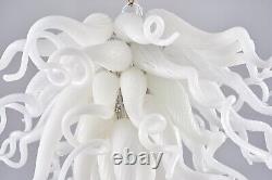 Modern Milk White Hand Blown Murano Premium Glass Chandelier Light Fixture LR001