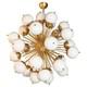 Modernist Hand Blown Murano Frosted Glass and Brushed Brass Sputnik Chandelier