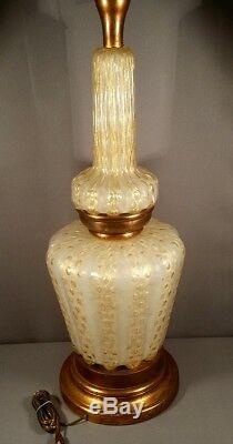 Monumental Huge Vintage Murano Italian Art Glass Lamp Gold Bubbles Barovier Toso