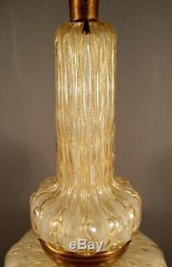 Monumental Huge Vintage Murano Italian Art Glass Lamp Gold Bubbles Barovier Toso