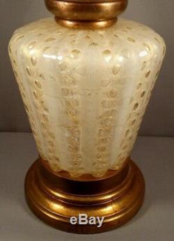 Monumental Huge Vintage Murano Italian Art Glass Lamp Gold Bubbles Barovier Toso