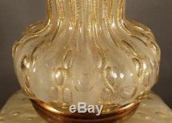 Monumental Huge Vintage Murano Italian Art Glass Lamp Gold Bubbles Barovier Toso