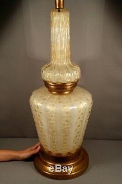 Monumental Huge Vintage Murano Italian Art Glass Lamp Gold Bubbles Barovier Toso