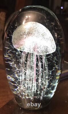 Moon Jellyfish Paperweight Murano Hand Blown Glass Sea LifeBEAUTIFUL