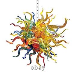 Multicolor Blown Glass Art Chandelier Modern Sputnik Light Fixture for Home