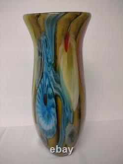 Multicolor Murano Art Glass Hand Blown Large 15 Swirl Flower Vase Poland Europe
