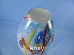 Murano 11.75 Millefiori Glass Vase, Hand Blown, Vintage Italian, New condition
