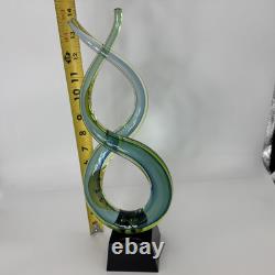 Murano 13 Dual Twist Figure 8 Blue Green & Yellow Art Glass Sculpture Abstract