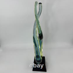 Murano 13 Dual Twist Figure 8 Blue Green & Yellow Art Glass Sculpture Abstract