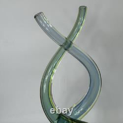 Murano 13 Dual Twist Figure 8 Blue Green & Yellow Art Glass Sculpture Abstract