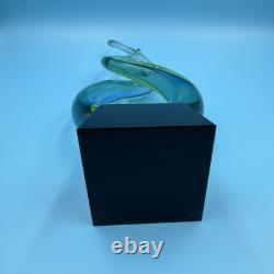 Murano 13 Dual Twist Figure 8 Blue Green & Yellow Art Glass Sculpture Abstract