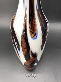 Murano 18 Pulled Stripe & Swirl Hand Blown Cased Glass Vase 18