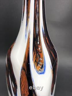Murano 18 Pulled Stripe & Swirl Hand Blown Cased Glass Vase 18
