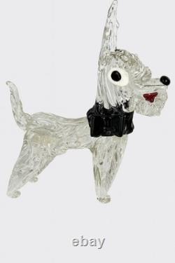 Murano 1970's Scottish terrier dog hand blown glass statue figurine vintage