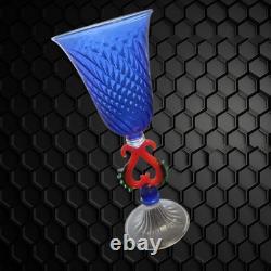 Murano 3 Hand Blown Venetian Multicolor Artglass Cordial Glasses RARE VINTAGE