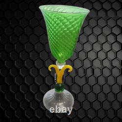 Murano 3 Hand Blown Venetian Multicolor Artglass Cordial Glasses RARE VINTAGE