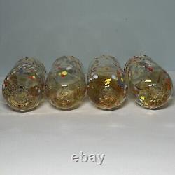 Murano 4 High Ball Glasses Tumblers Rainbow Confetti Millefiori Hand Blown