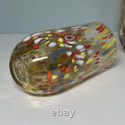 Murano 4 High Ball Glasses Tumblers Rainbow Confetti Millefiori Hand Blown