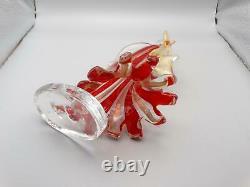 Murano Angel Italian Art Glass Candleholder Sculpture 9 3/4 Red Gold Tall Mint