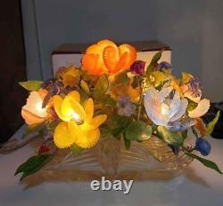 Murano Antique Hand Blown Slag Glass Venetian Art Glass Flower Basket Lamp