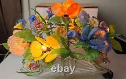 Murano Antique Hand Blown Slag Glass Venetian Art Glass Flower Basket Lamp